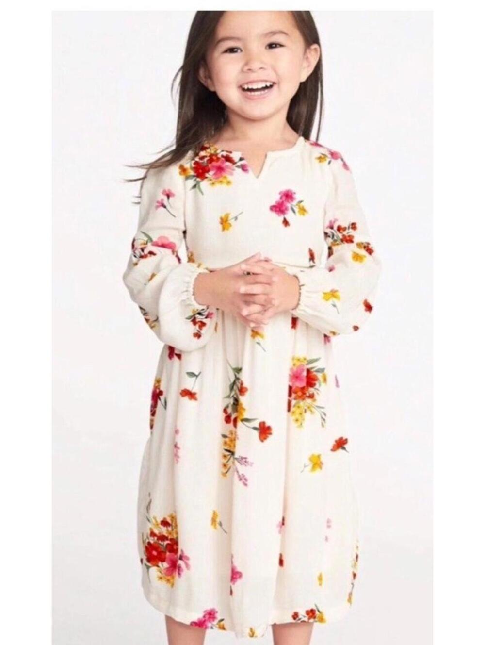 OLD NAVY Long Dress Midi Flower Size 4T. School. Church. Fall. Lined.